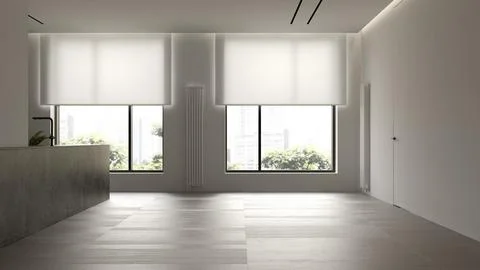 Interior of empty modern living room 3D rendering Stock Illustration