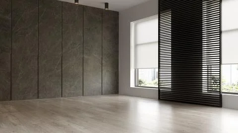 Interior of empty modern living room 3D rendering Stock Illustration