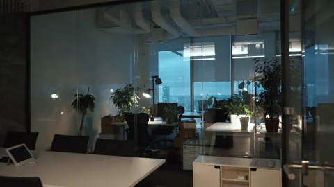 Interior Empty Modern Loft Office open space modern office footage. Stock Footage 184455999