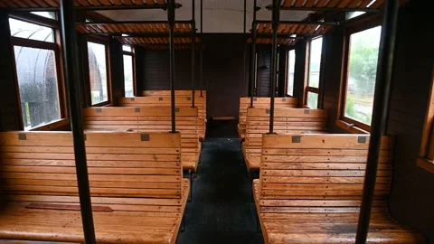 Interior of an empty passenger train wagon Stockbeeldmateriaal 172012937