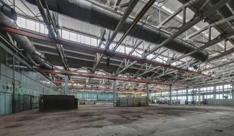The interior of an empty production hall. Stock Photos