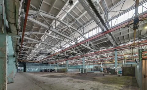 The interior of an empty production hall. Stock Photos