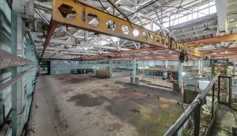 The interior of an empty production hall. Stock Photos