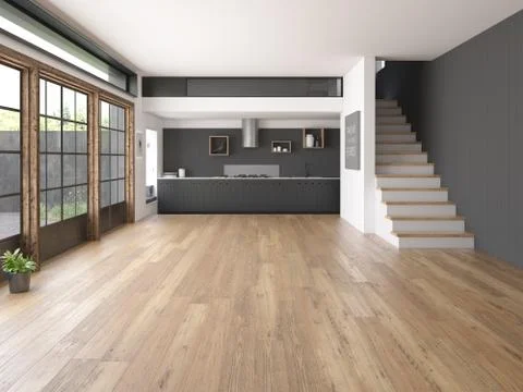 Interior empty room 3D rendering Stock Illustration