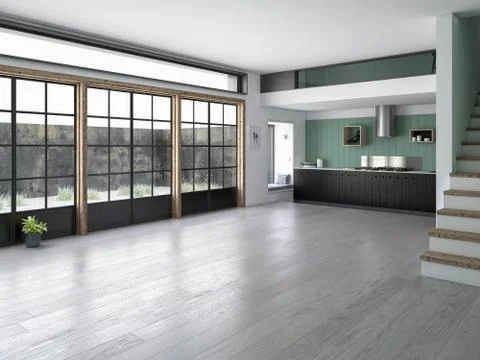 Interior empty room 3D rendering Stock Illustration