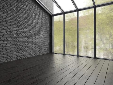 Interior empty room 3D rendering Stock Illustration