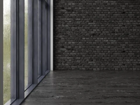 Interior empty room 3D rendering Stock Illustration