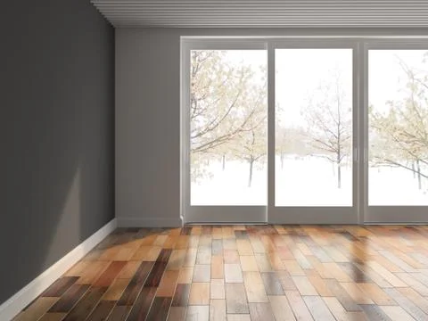 Interior empty room 3D rendering Stock Illustration