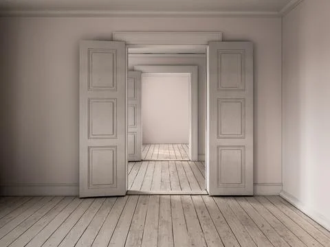 Interior empty room 3D rendering Stock Photos
