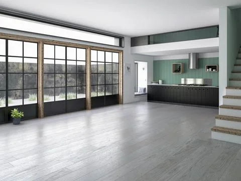 Interior empty room 3D rendering Stock Photos