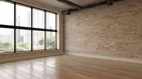 Interior empty room 3D rendering Stock Photos
