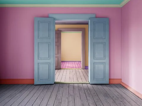 Interior empty room 3D rendering Stock Photos