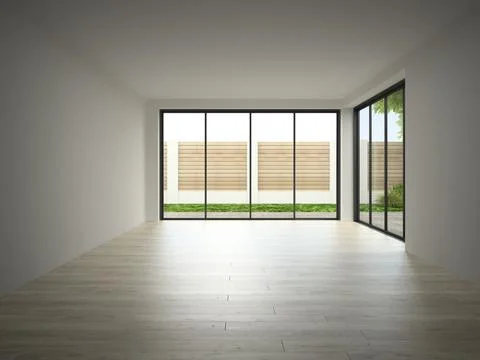 Interior of empty room 3D rendering Stock Photos