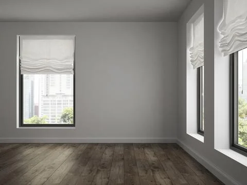 Interior of empty room 3D rendering Stock Photos