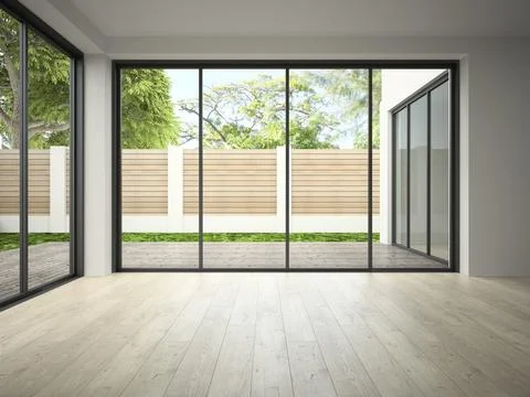 Interior of empty room 3D rendering Stock Photos