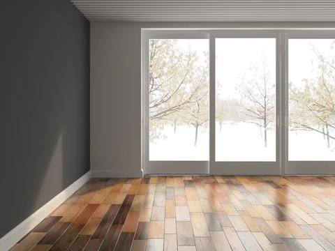 Interior empty room 3D rendering Stock Photos