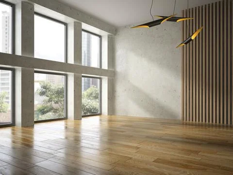 Interior empty room 3D rendering Stock Photos