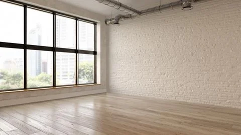 Interior empty room 3D rendering Stock Photos