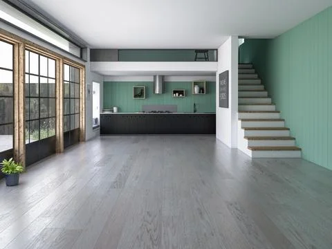 Interior empty room 3D rendering Stock Photos