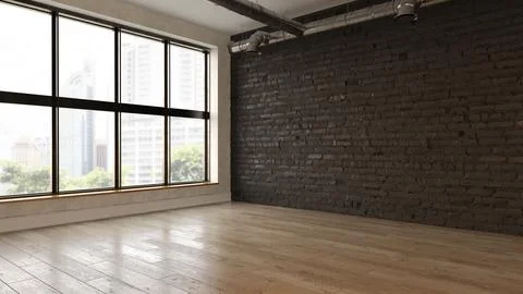 Interior empty room 3D rendering Stock Photos