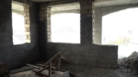 Interior of an empty room with concrete walls Vidéo 344469165