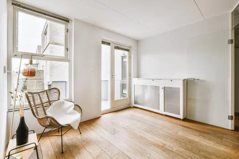 Interior of empty room with windows Stock Photos