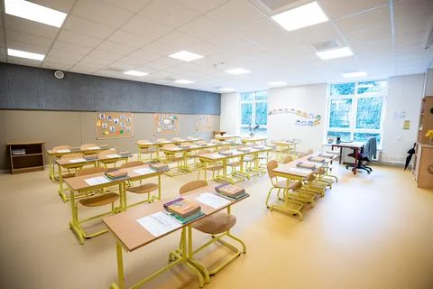 Interior of an empty school class Stock Photos