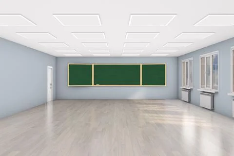 Interior empty school classroom. 3d illustration. Back to school Stock Illustration