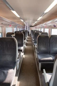 Interior Empty Train Passenger Wagon Stock Photos