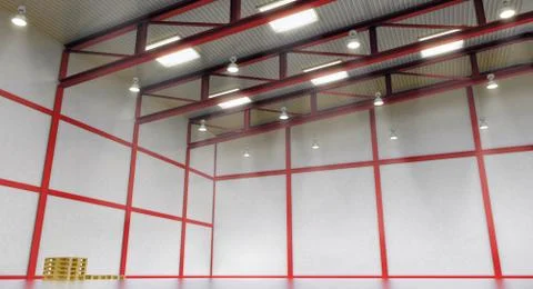 Interior of a empty warehouse with colour construction Stock Illustration