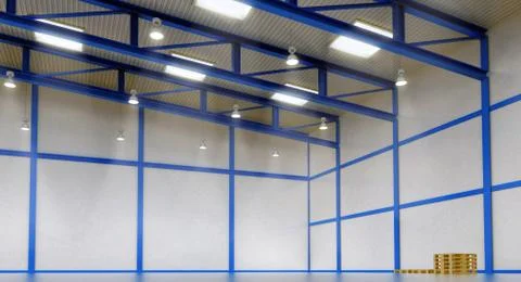 Interior of a empty warehouse with colour construction Stock Illustration