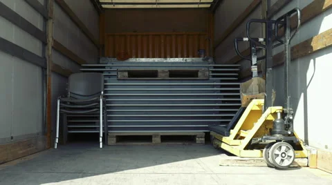 Interior of empty,moving/production truck's platform, slider, dolly motion. Stock Footage 61394199
