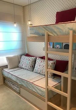 Interior environment of a room with a bunk bed Stock Photos