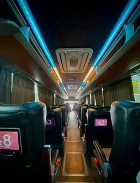 Interior of executive class bus Stock Photos
