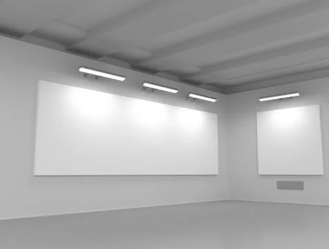 Interior of an exhibition hall with empty billboards Stock-Illustration