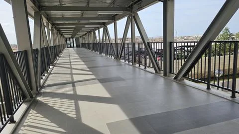 The Interior of Exposed Structure Skyway, Focus to the Right Stock Photos
