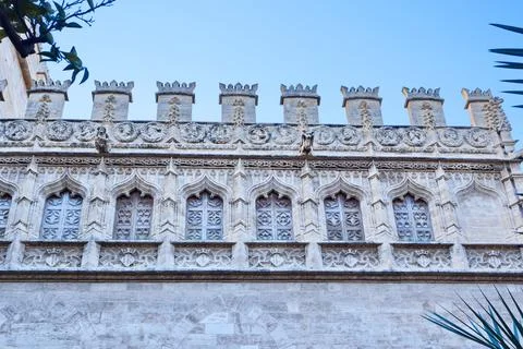 Interior facade of the Lonja de la Seda in Valencia in Gothic style Stock Photos