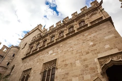 Interior facade of the Lonja de la Seda in Valencia in Gothic style Stock Photos