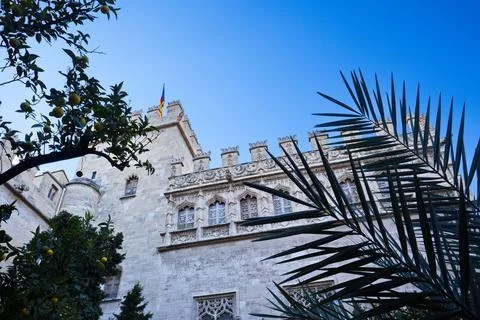 Interior facade of the Lonja de la Seda in Valencia in Gothic style Stock Photos