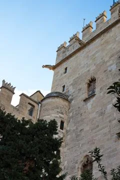 Interior facade of the Lonja de la Seda in Valencia in Gothic style Stock Photos