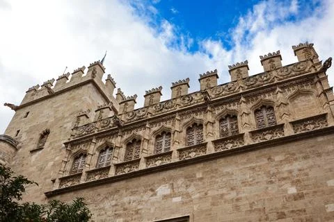 Interior facade of the Lonja de la Seda in Valencia in Gothic style Stock Photos