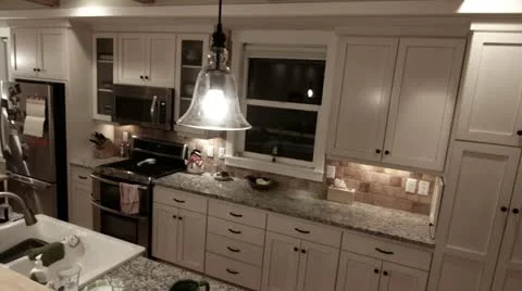 Interior farm kitchen jib shot Stock Footage 20977095