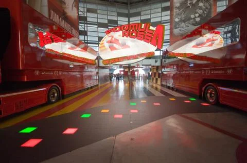Interior of Ferrari world Stock Photos