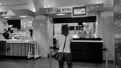 Interior of the first McDonald&amp;#039;s opened in Rome Stock Footage 318095529