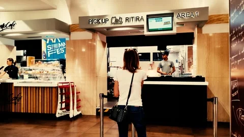 Interior of the first McDonald&amp;#039;s opened in Rome Stock Footage 318095532