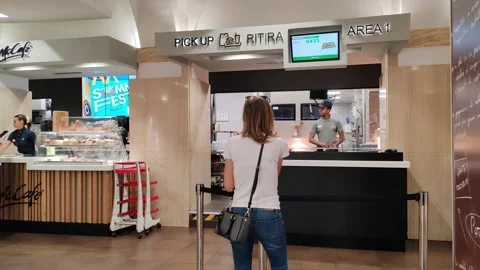 Interior of the first McDonald&amp;#039;s opened in Rome Stock Footage 318095533