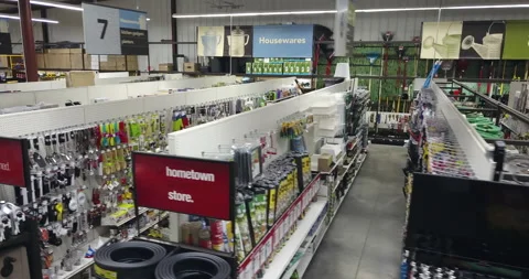 Interior footage of a fully stocked hardware store Video stock 221726399