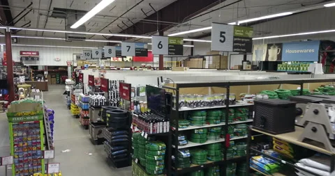 Interior footage of a fully stocked hardware store Stock Footage 221726629