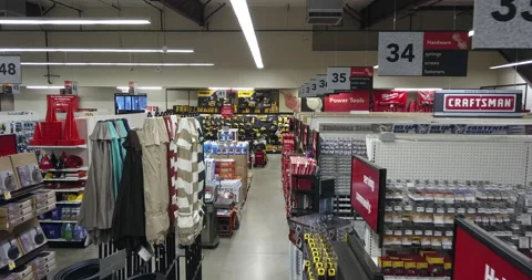Interior footage of a fully stocked hardware store Stock Footage 221728677