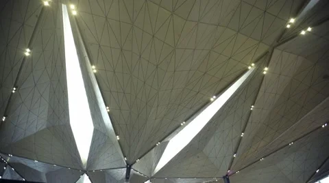 Interior footage of the high tech roof Stock Footage